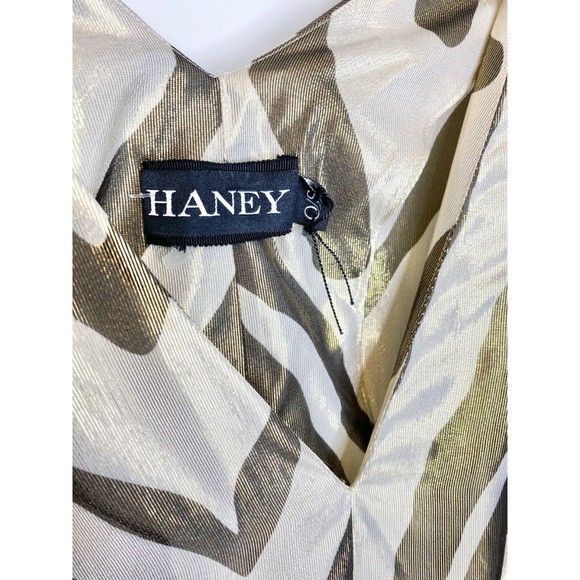 HANEY Zebra Animal Bo Silk Metallic Semi-Sheer V-Neck 3/4 Sleeve Kaftan Caftan - Picture 4 of 7